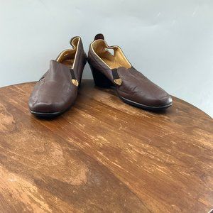 New Moon Women's Brown Special Edition Slip On Loafer Low Wedge Heel Shoes Size5